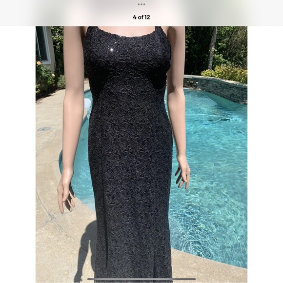 Vtg 💋 Gunne Sax Jessica McClintock Sz 3/4 Floral lace sparkle overlay Dress - Picture 4 of 10